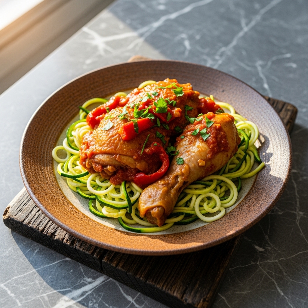 Hungarian Lunch Paleo Chicken Paprikás with Zucchini Noodles